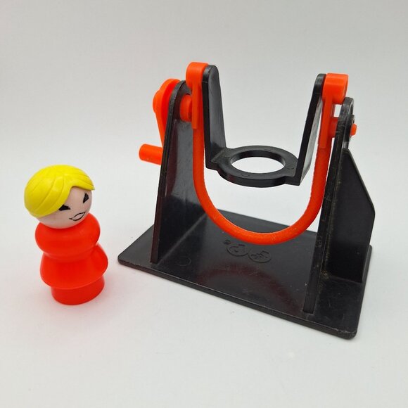 Fisher Price Little People Orange Yellow Girl Swing Toy 1970s Retro Collectible - Picture 1 of 8